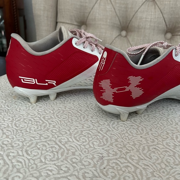 UNDER ARMOUR UA BLUR LUX Lacrosse / Football Cleats Flex White Red NEW Mens 9 - Picture 3 of 5